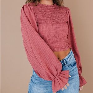 HYFVE Smocked Frill Trim Cropped Top